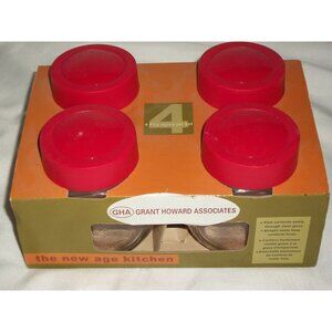 Red Kitchen Spice Jars Set 4 Grant Howard Bubble Pot Belly Kitchen Storage